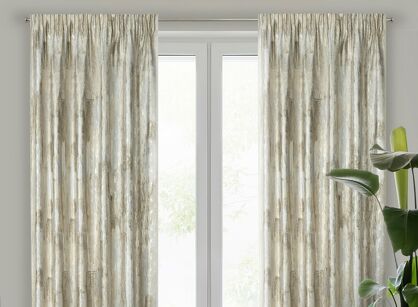 Zasłona na taśmie 140x270 ELLA welwetowa kremowa z metalicznym nadrukiem