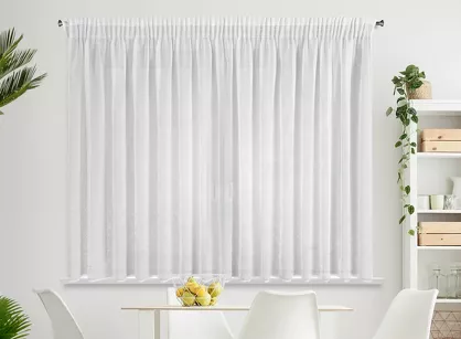 Firana na taśmie 345x140 KLEO biała z etaminy zdobiona pasem cyrkonii