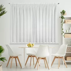 Firana gotowa na taśmie 345x140 KLEO biała z etaminy zdobiona pasem cyrkonii