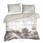 Pościel z satyny 140x200 PREMIUM 23 kremowa z wzorem egzotycznych ciemnobeżowych liści z kolekcji Premium - 6