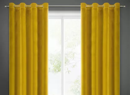 Zasłona na przelotkach 140x250 SAMANTA welwetowa musztardowa o subtelnym połysku