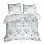 Pościel satynowa 220x200 SPRING 93 biała niebieska z wzorem roślinnym z kolekcji Classic - 2