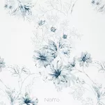 Pościel satynowa 220x200 SPRING 93 biała niebieska z wzorem roślinnym z kolekcji Classic - 4