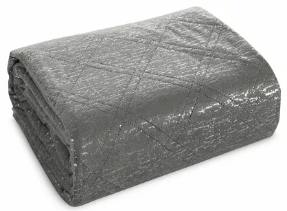 Narzuta welwetowa 220x240 LUIZ stalowa błyszcząca srebrny przecierany wzór