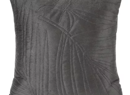 Poszewka welwetowa 40x40 LUIZ 4 grafitowa pikowana we wzór liści plamy Design 91