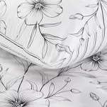 Pościel satynowa 220x200 SPRING 33 biała z wzorem czarnych kwiatów z kolekcji Classic - 3