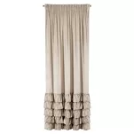 Zasłona na taśmie 140x270 DANI welwetowa beżowa jednokolorowa zdobiona w dolnej części falbanami - 6