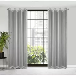 Firana gotowa na przelotkach 140x250 NOELIA srebrna w prążki z połyskującą srebrną nicią