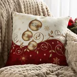 Poszewka świąteczna 45x45 670 gobelinowa beżowa utkana nicią szenilową - 2