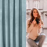 Zasłona na taśmie 140x270 ROSA welwetowa morska Design 91 - 17