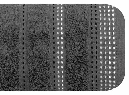 Ręcznik 50x90 POLA popielaty z kolorową bordiurą zakończoną stebnowaniem 500 g/m2