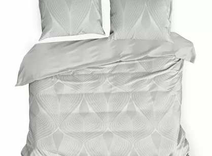 Pościel satynowa 160x200 SPRING 88 jasny szary z motywem geometrycznym z kolekcji Classic