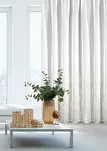 Firana na taśmie 140x270 LINZI biała w stylu eko z błyszczącym szampańskim wzorem - 2