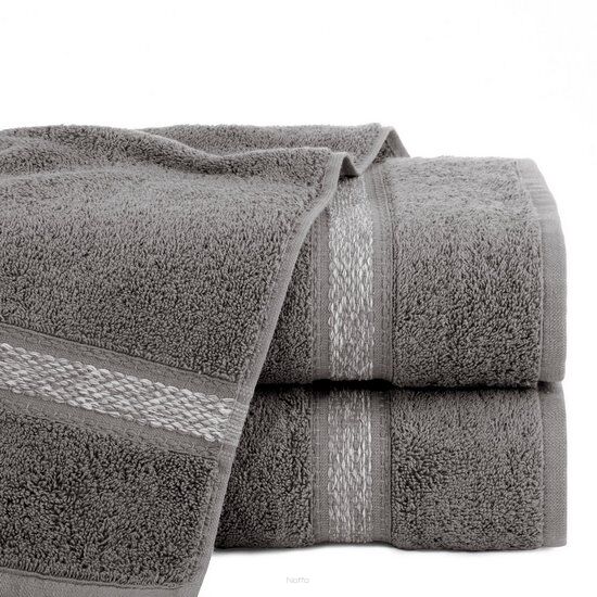 Ręcznik bawełniany 30x50 ALTEA stalowy z bordiurą w stylu eko z melanżowym pasem