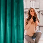 Zasłona na taśmie 140x270 ROSA welwetowa ciemny turkus Design 91 - 8