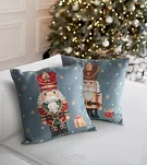 Poszewka świąteczna 45x45 6081 gobelinowa popielata z wzorem dziadka do orzechów - 2
