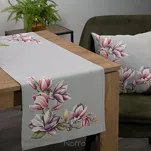 Obrus gobelinowy 140x180 1214 popielaty z wzorem różowych kwiatów magnolii - 4