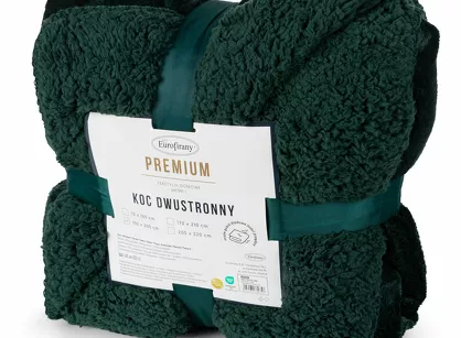 Koc jednokolorowy 170x210 TEDY ciemna zieleń imitujący buklę