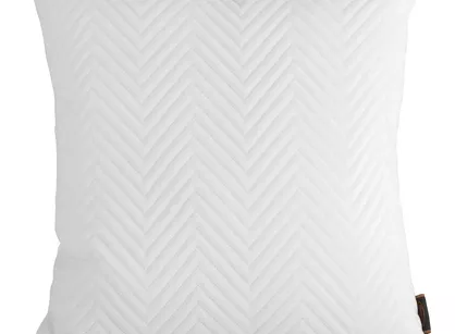 Poszewka welwetowa 45x45 Sofia biała pikowana w gęstą jodełkę