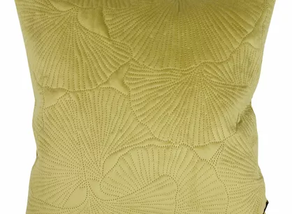 Poszewka welwetowa 45x45 VELVET 58G jasna zieleń z wzorem liści miłorzębu