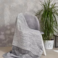 Koc bawełniany 150x200 2145-1 szary ciepły beton z frędzlami