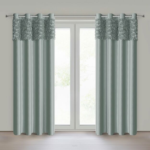 Zasłona na przelotkach 140x250 ROSES 13 Eva Minge welwetowa miętowa aplikacja róż 3D