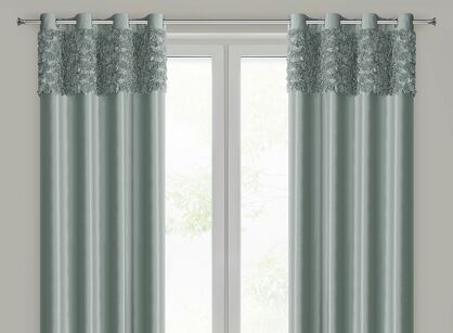 Zasłona na przelotkach 140x250 ROSES 13 Eva Minge welwetowa miętowa aplikacja róż 3D