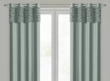 Zasłona na przelotkach 140x250 ROSES 13 Eva Minge welwetowa miętowa aplikacja róż 3D