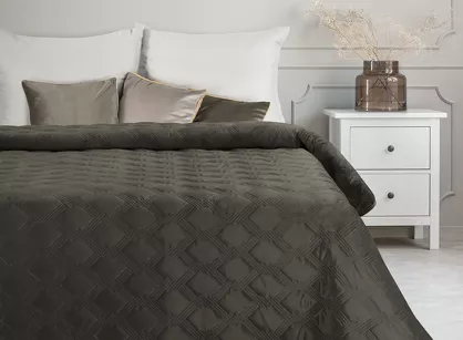 Narzuta welwetowa 170x210 SOFIA 5 stalowa pikowana hot press w geometryczny wzór