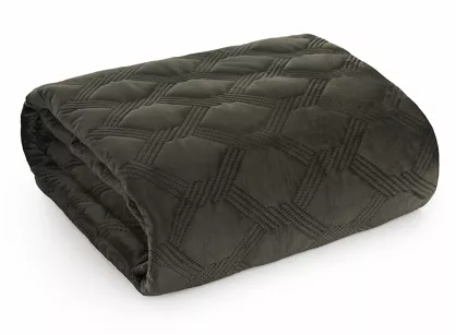 Narzuta welwetowa 170x210 SOFIA 5 stalowa pikowana hot press w geometryczny wzór