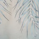 Pościel z satyny 220x200 PREMIUM 26 beżowa z wzorem miętowych liści palm z kolekcji Premium - 2