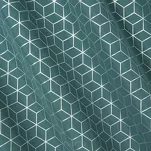 Zasłona gotowa na przelotkach 140x250 CUBE ciemny turkus z geometrycznym srebrnym nadrukiem - 6