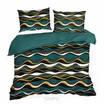 Pościel satynowa 140x200 NIKA 50 morska z musztardowym falującym wzorem z kolekcji Nova Print - 6