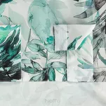 Zasłona na taras 155x240 GARDEN 2 na szelkach zapinanymi na rzepy biała z zielonym wzorem kwiatowym wodoodporna - 9