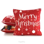 Poszewka świąteczna 45x45 121 welwetowa czerwona z napisami Merry Christmass - 3