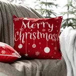 Poszewka świąteczna 45x45 121 welwetowa czerwona z napisami Merry Christmass - 2