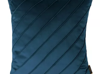 Poszewka welwetowa 45x45 NALA 3 granatowa przeszywana w geometryczny wzór pasów