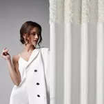 Zasłona na taśmie 140x270 ROSES 13 Eva Minge welwetowa kremowa aplikacja róż 3D - 5