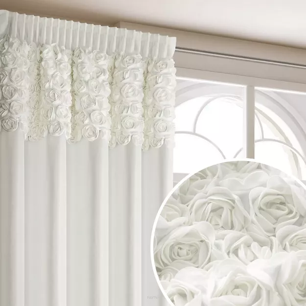 Zasłona na taśmie 140x270 ROSES 13 Eva Minge welwetowa kremowa aplikacja róż 3D