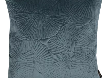 Poszewka welwetowa 45x45 VELVET 58D ciemna mięta z wzorem liści miłorzębu
