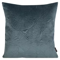 Poszewka welwetowa 45x45 VELVET 58D ciemna mięta z wzorem liści miłorzębu