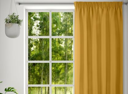 Zasłona na taśmie 140x175 RITA jednokolorowa musztardowa z miękkiej tkaniny