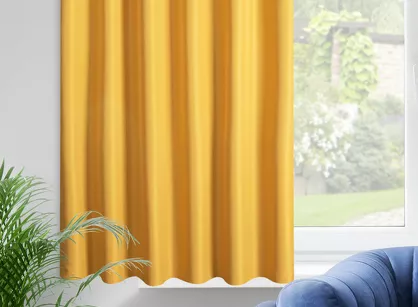 Zasłona na taśmie 140x175 RITA jednokolorowa musztardowa z miękkiej tkaniny