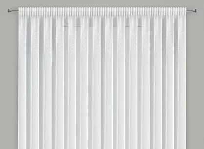 Firana na taśmie 345x260 KLEO biała z etaminy zdobiona pasem cyrkonii