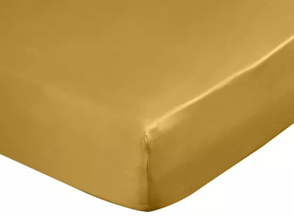 Prześcieradło z satyny bawełnianej z gumką DINA musztardowe 100x200 z kolekcji Diva Line
