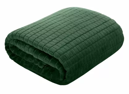 Koc 200x220 CINDY 2 ciemna zieleń puszysty w kratkę Design 91