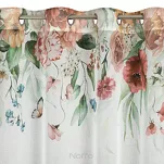 Zasłona na przelotkach 140x250 RISA biała z etaminy drukowana wzorem ciemno różowych polnych kwiatów - 4