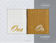 Komplet Ręczników 2x70x140 ON ONA srebrne musztardowe - 2