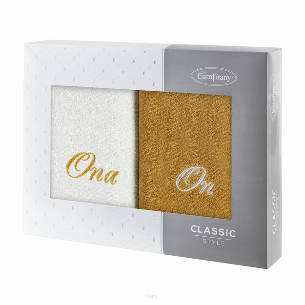 Komplet ręczników 2x70x140 ON ONA srebrne musztardowe