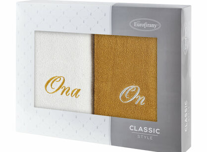 Komplet ręczników 2x70x140 ON ONA srebrne musztardowe